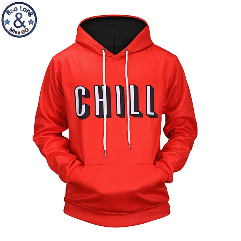 Mr.BaoLong new men's drawstring hooded hoodies fashion letter "Chill" 3D printed pullover hooded sweatshirts man H67
Mr.BaoLong new men's drawstring hooded hoodies fashion letter "Chill" 3D printed pullover hooded sweatshirts man H67