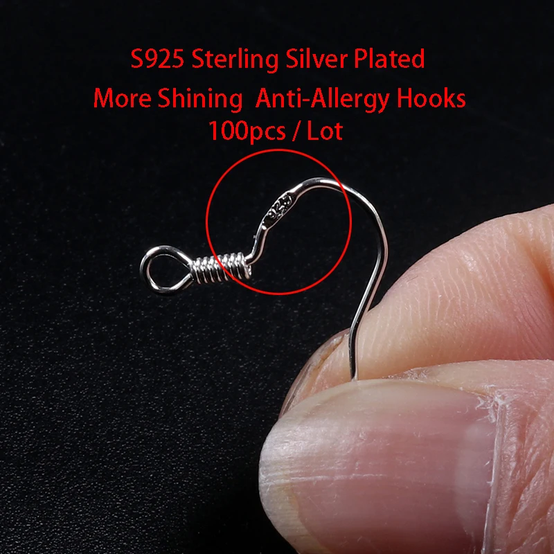 100pcs S925 Sterling Silver Plated Findings Anti-Allergy Earring Hooks Clasp Accessories For Jewelry Making
100pcs S925 Sterling Silver Plated Findings Anti-Allergy Earring Hooks Clasp Accessories For Jewelry Making