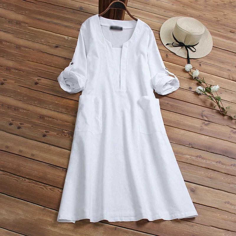 Women Plus Size Dress Summer M~3XL Lady Clothes Female Loose Casual V-Neck Long Sleeve Home Dress Pockets
Women Plus Size Dress Summer M~3XL Lady Clothes Female Loose Casual V-Neck Long Sleeve Home Dress Pockets