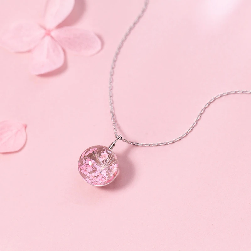 MloveAcc Cherry Blossoms Real Flower Glass 925 Sterling Silver Chain Pendant Necklace Women Fashion Jewelry
MloveAcc Cherry Blossoms Real Flower Glass 925 Sterling Silver Chain Pendant Necklace Women Fashion Jewelry