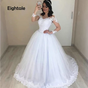 Eightale Romantic Ball Gown Wedding Dress Long Sleeve V-Neck Tulle Applique Lace Bridal Gown White Long Bride Dress Plus Size
Eightale Romantic Ball Gown Wedding Dress Long Sleeve V-Neck Tulle Applique Lace Bridal Gown White Long Bride Dress Plus Size