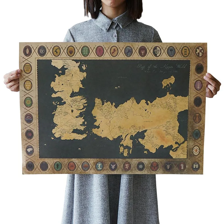 retro Kraft Game of Thrones Map movie Poster Wall art crafts sticker Living Room Paint Bar Cafe Decor 71x51cm
retro Kraft Game of Thrones Map movie Poster Wall art crafts sticker Living Room Paint Bar Cafe Decor 71x51cm