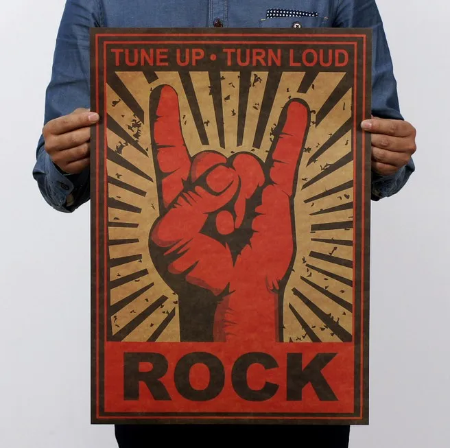 Постер из крафт-бумаги Keep On Rock в винтажном стиле Настенный декор для школы и