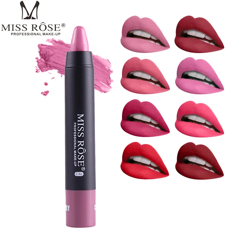 

Miss Rose Matte Lipstick Crayon Sexy Batom Mate Waterproof Lip Tint Levre Velvet Lip Stick Cosmetics Pigment Long Lasting Rouge