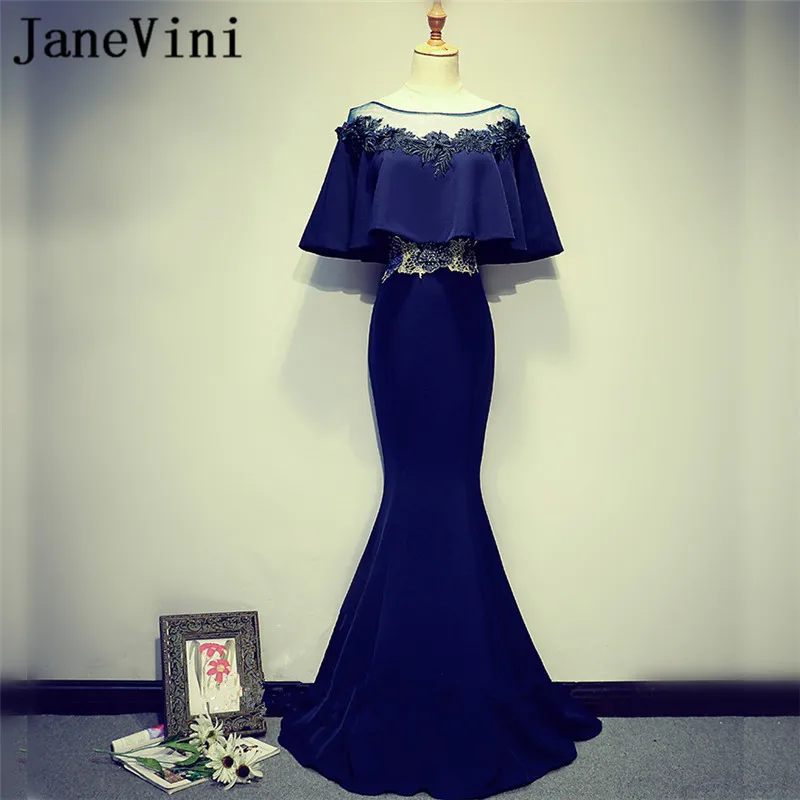 JaneVini Mother Of The Bride Dresses Mermaid Sweep Train Beaded Lace Navy Blue Noble Long Satin Godmother Party Evening Dress
JaneVini Mother Of The Bride Dresses Mermaid Sweep Train Beaded Lace Navy Blue Noble Long Satin Godmother Party Evening Dress