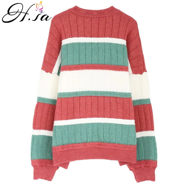 H.SA 2018 Women Chic Streetwear Pull Sweaters Autumn Winter New Striped Rainbow Jumpers Flare Sleeve Loose Pull Sweater korean
H.SA 2018 Women Chic Streetwear Pull Sweaters Autumn Winter New Striped Rainbow Jumpers Flare Sleeve Loose Pull Sweater korean