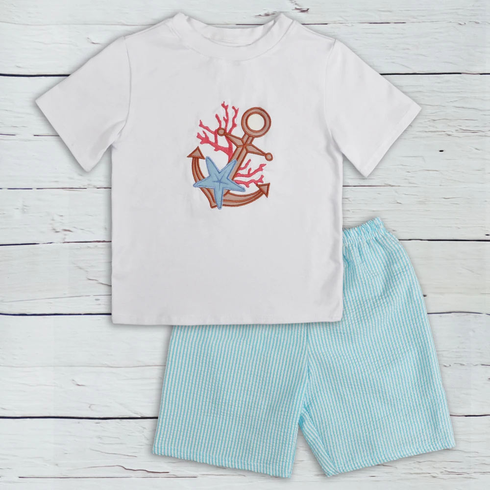 Summer Kids Clothing Sets Embroidery Boat Anchor Boys Clothing T-shirt With 2 Pcs Pants Boutique Suit Boy Clothing 2BK903-168-HY
Summer Kids Clothing Sets Embroidery Boat Anchor Boys Clothing T-shirt With 2 Pcs Pants Boutique Suit Boy Clothing 2BK903-168-HY