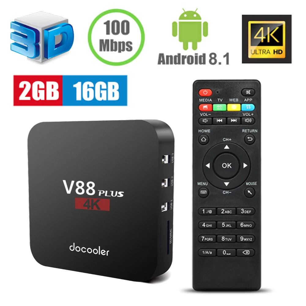 Docooler V88 Plus TV Box Android 8.1 RK3329 Quad Core 4K VP9 H.265 2GB 16GB Miracast DLNA WiFi LAN HD Games Smart Media Player
Docooler V88 Plus TV Box Android 8.1 RK3329 Quad Core 4K VP9 H.265 2GB 16GB Miracast DLNA WiFi LAN HD Games Smart Media Player