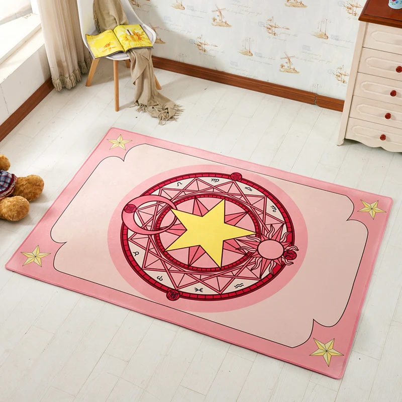 

Anime Cardcaptor Sakura Kinomoto Sakura Round Style Decoration Fluffy Rugs Anti-Skid Shaggy Area Home Bedroom Carpet Floor Mat