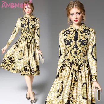AMBMCM Women New 2018 Fashion Runway Designer Summer Dress Women's Bow Collar Floral Print Pleated Vintage Dress Party Dress
AMBMCM Women New 2018 Fashion Runway Designer Summer Dress Women's Bow Collar Floral Print Pleated Vintage Dress Party Dress
