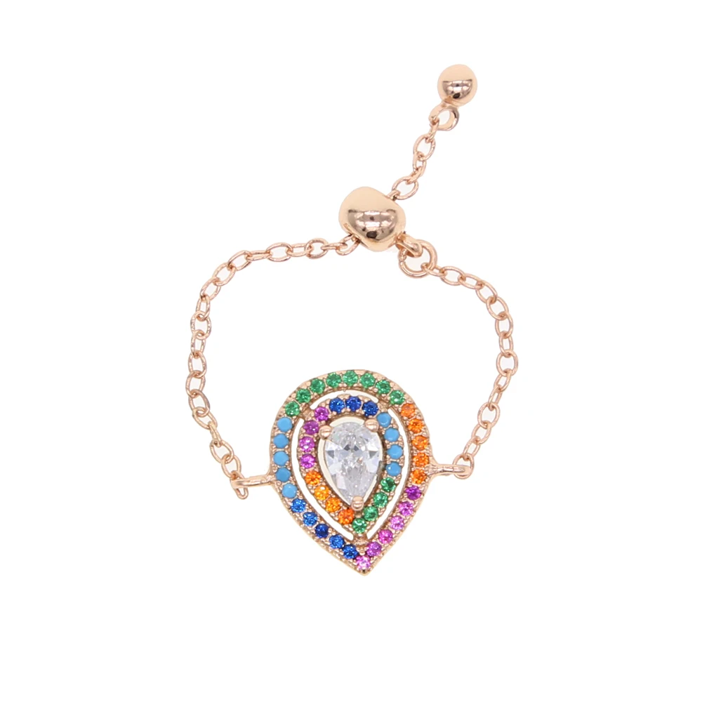 rainbow tear drop cubic zirconia chain ring adjusted sizes free size women rose gold color pinky ring
rainbow tear drop cubic zirconia chain ring adjusted sizes free size women rose gold color pinky ring