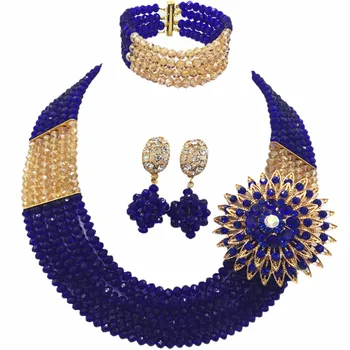 Fashion Royal Blue Gold AB Multi Strands Beads Necklace Sets Nigerian Wedding African Beads Jewelry Set Crystal 6-SS06
Fashion Royal Blue Gold AB Multi Strands Beads Necklace Sets Nigerian Wedding African Beads Jewelry Set Crystal 6-SS06