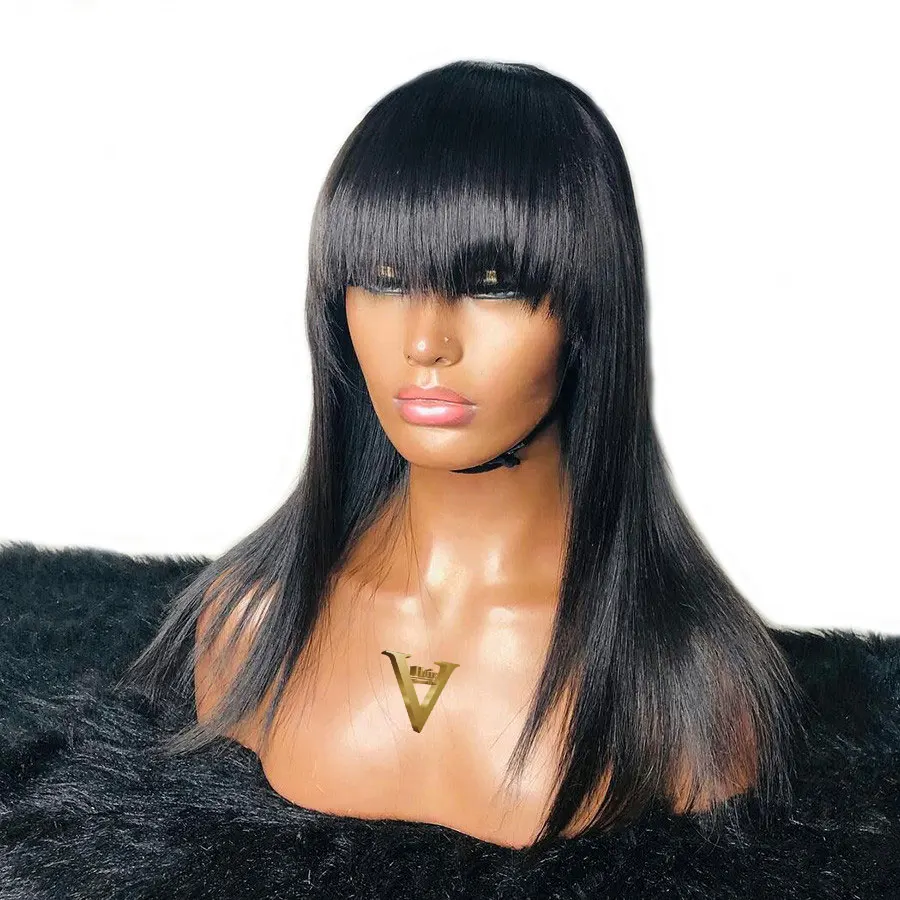 Straight Lace Front Human Hair Wigs With Bangs Pre-Plucked Natural Bleached Knots Brazilian Human Remy Hair Wigs With Fringe
Straight Lace Front Human Hair Wigs With Bangs Pre-Plucked Natural Bleached Knots Brazilian Human Remy Hair Wigs With Fringe