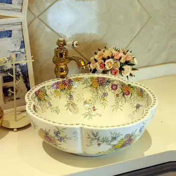 Flower Cloakroom Wash Basin Lavabo Counter top Sink Vessel Bathroom Art Wash Sink ceramic wash basin bathroom sink
Flower Cloakroom Wash Basin Lavabo Counter top Sink Vessel Bathroom Art Wash Sink ceramic wash basin bathroom sink