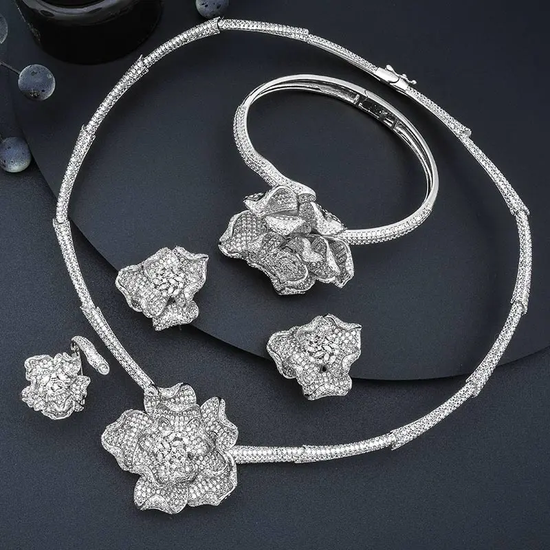 ModemAngel Fashion Luxury Flower Luxury Rhinestones Necklace Earring Ring Bangle Dubai Jewelry Set Jewellery
ModemAngel Fashion Luxury Flower Luxury Rhinestones Necklace Earring Ring Bangle Dubai Jewelry Set Jewellery