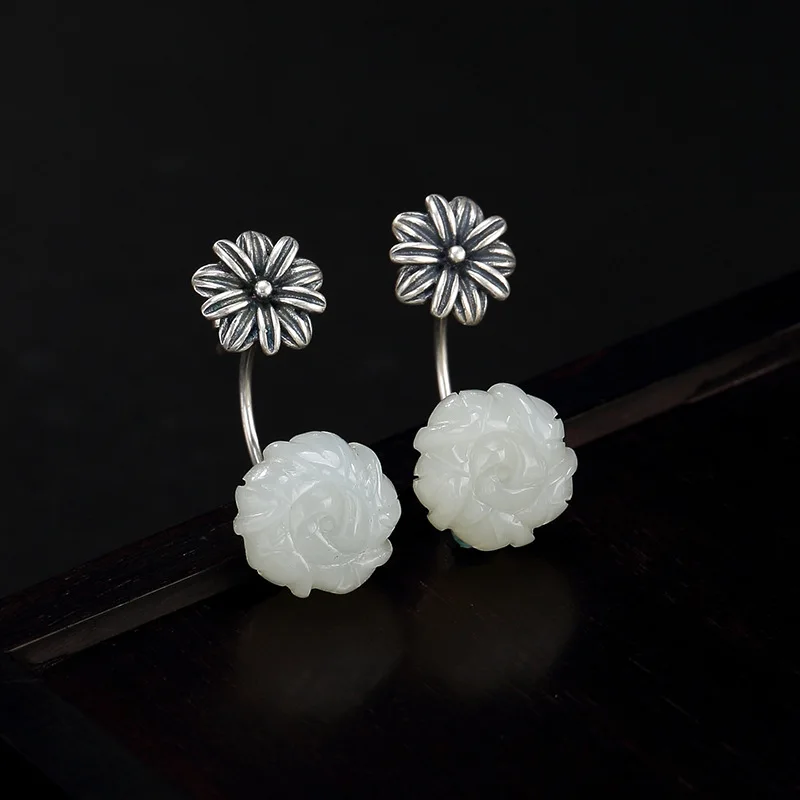 2018 Real Earings Fashion Jewelry S925 Pure Natural And Field Jade Flower Retro High-grade Ladies' Earrings Jewelry Wholesale
2018 Real Earings Fashion Jewelry S925 Pure Natural And Field Jade Flower Retro High-grade Ladies' Earrings Jewelry Wholesale