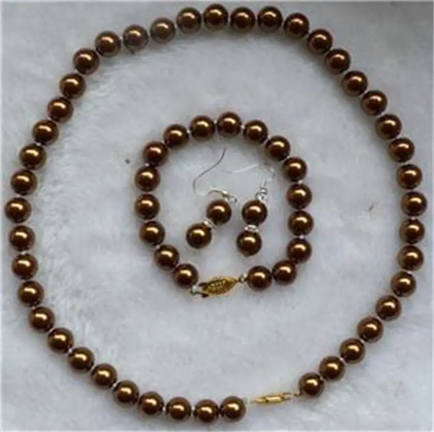 AAA 8mm Moving Chocolate Sea Shell Pearl Necklace Bracelets Earring Set^^^@^Noble style Natural Fine jewe FREE SHIPPING
AAA 8mm Moving Chocolate Sea Shell Pearl Necklace Bracelets Earring Set^^^@^Noble style Natural Fine jewe FREE SHIPPING