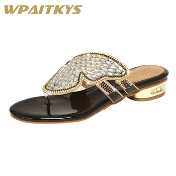 Elegant Women Low Heel Rhinestone Sandals Golden Black Blue Three Colors Available Crystal Leather Casual Shoes Women Wedding
Elegant Women Low Heel Rhinestone Sandals Golden Black Blue Three Colors Available Crystal Leather Casual Shoes Women Wedding