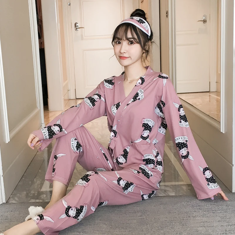 Women Sleepwear suit Kimono Bathroom 2018 Autumn Pijamas Set Ladies Pajama Sets Long Pant Set cartoon print Comfortable Pajamas
Women Sleepwear suit Kimono Bathroom 2018 Autumn Pijamas Set Ladies Pajama Sets Long Pant Set cartoon print Comfortable Pajamas