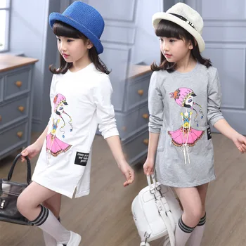 Girls Spring autumn Long Sleeve shirt Children wear clothes Backing Long Neck Girl Cartoon Casual T-shirt 4-10 14 Ages gray whit
Girls Spring autumn Long Sleeve shirt Children wear clothes Backing Long Neck Girl Cartoon Casual T-shirt 4-10 14 Ages gray whit