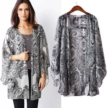 Fashion women coat autumn slim outerwear brand designer female black and white floral print printed chiffon kimono cardigan
Fashion women coat autumn slim outerwear brand designer female black and white floral print printed chiffon kimono cardigan