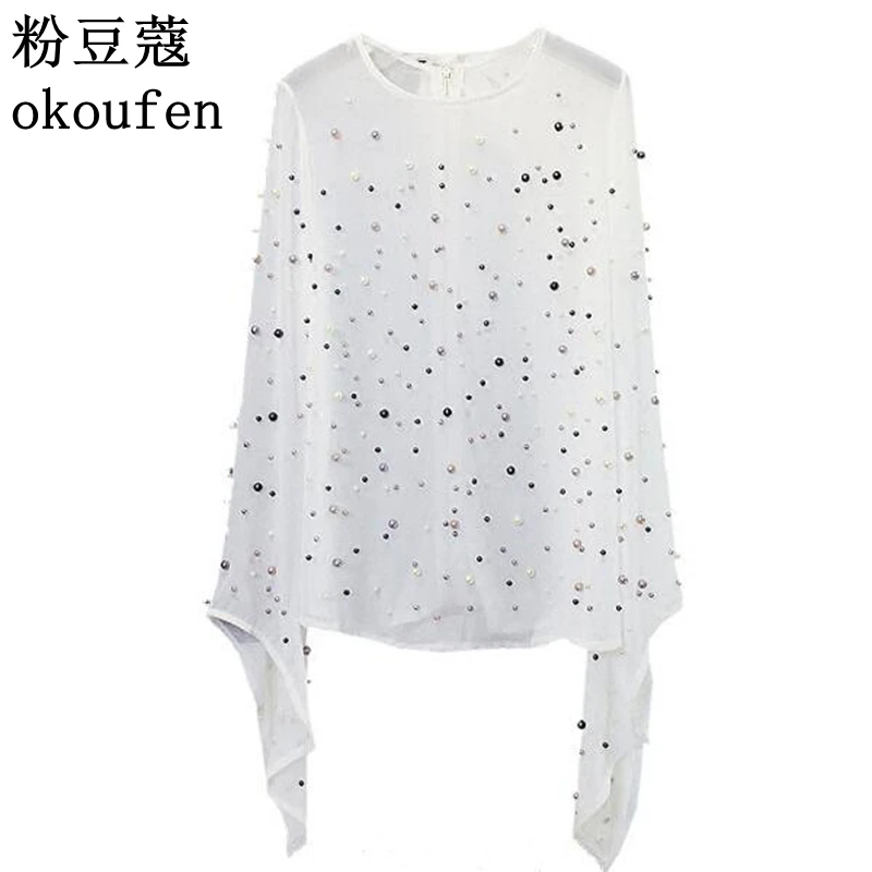 Early spring new fashion zipper backless trumpet sleeve heavy duty beaded high-end chiffon shirt women
Early spring new fashion zipper backless trumpet sleeve heavy duty beaded high-end chiffon shirt women