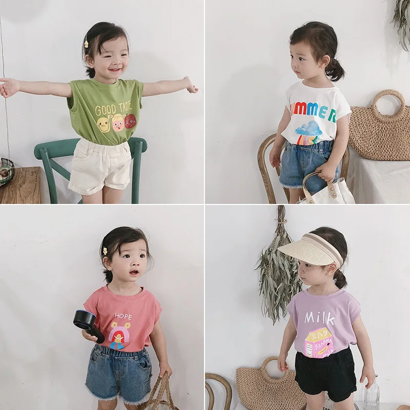 Girl Baby Cartoon Shoulder Drop Vest Summer 2019 Children Short Sleeve Cute Letter Printed T-shirt Little Kids Cotton Top Tees
Girl Baby Cartoon Shoulder Drop Vest Summer 2019 Children Short Sleeve Cute Letter Printed T-shirt Little Kids Cotton Top Tees