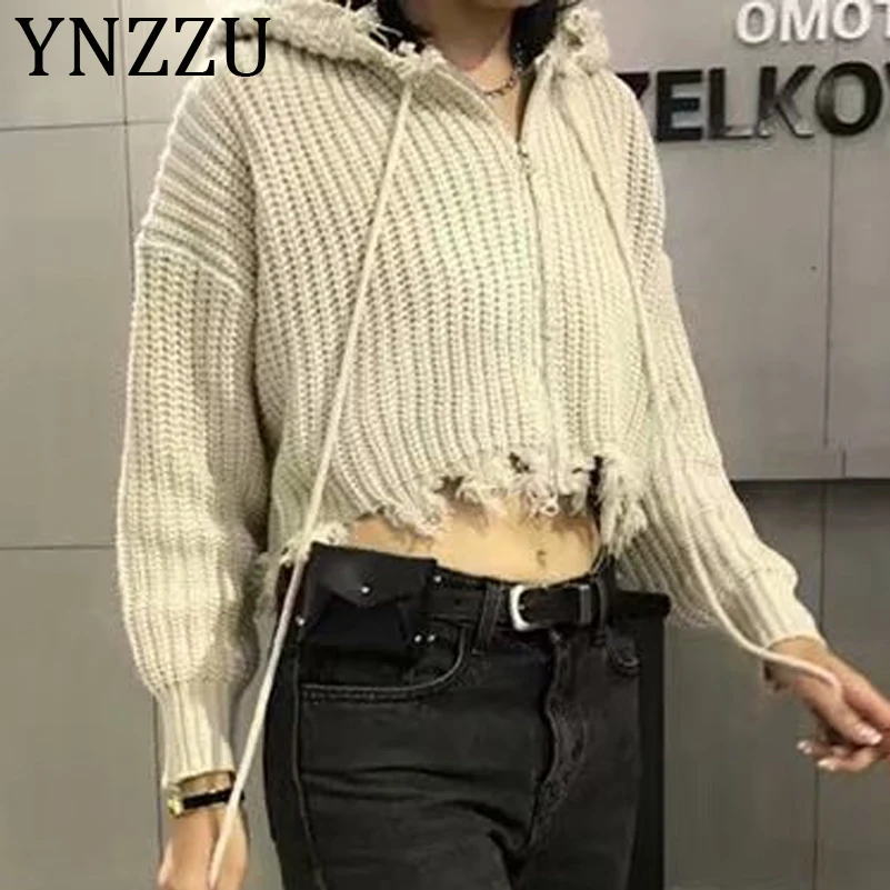 YNZZU Korean Style Women Knitted Sweaters 2019 Autumn Solid Black Zipper Cardigan Hooded Tassel Short Women Tops AT309
YNZZU Korean Style Women Knitted Sweaters 2019 Autumn Solid Black Zipper Cardigan Hooded Tassel Short Women Tops AT309