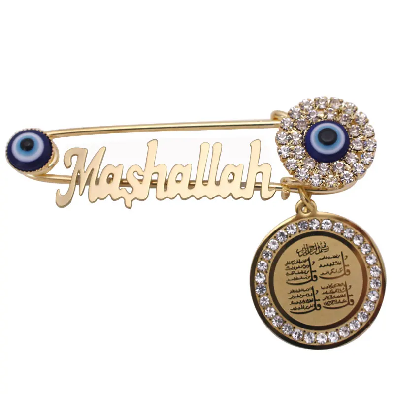Koran four Qul suras Mashallah Stainless Steel crystal brooch muslim islam Baby Pin
Koran four Qul suras Mashallah Stainless Steel crystal brooch muslim islam Baby Pin