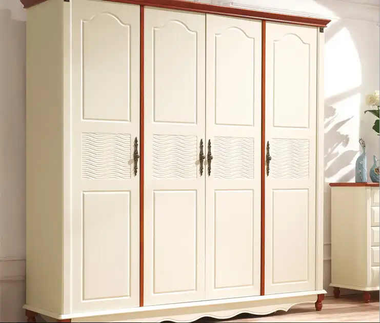 Classic White Bedroom Furniture European Wooden Wardrobe 023