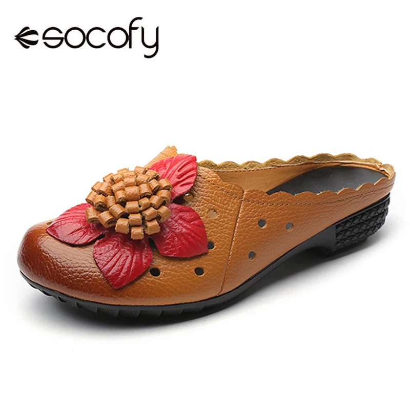 Socofy Flower Vintage Genuine Leather Slippers Women Shoes Block Low Heels Mules Luxury Slippers Ladies Shoes Woman Zapatos New
Socofy Flower Vintage Genuine Leather Slippers Women Shoes Block Low Heels Mules Luxury Slippers Ladies Shoes Woman Zapatos New