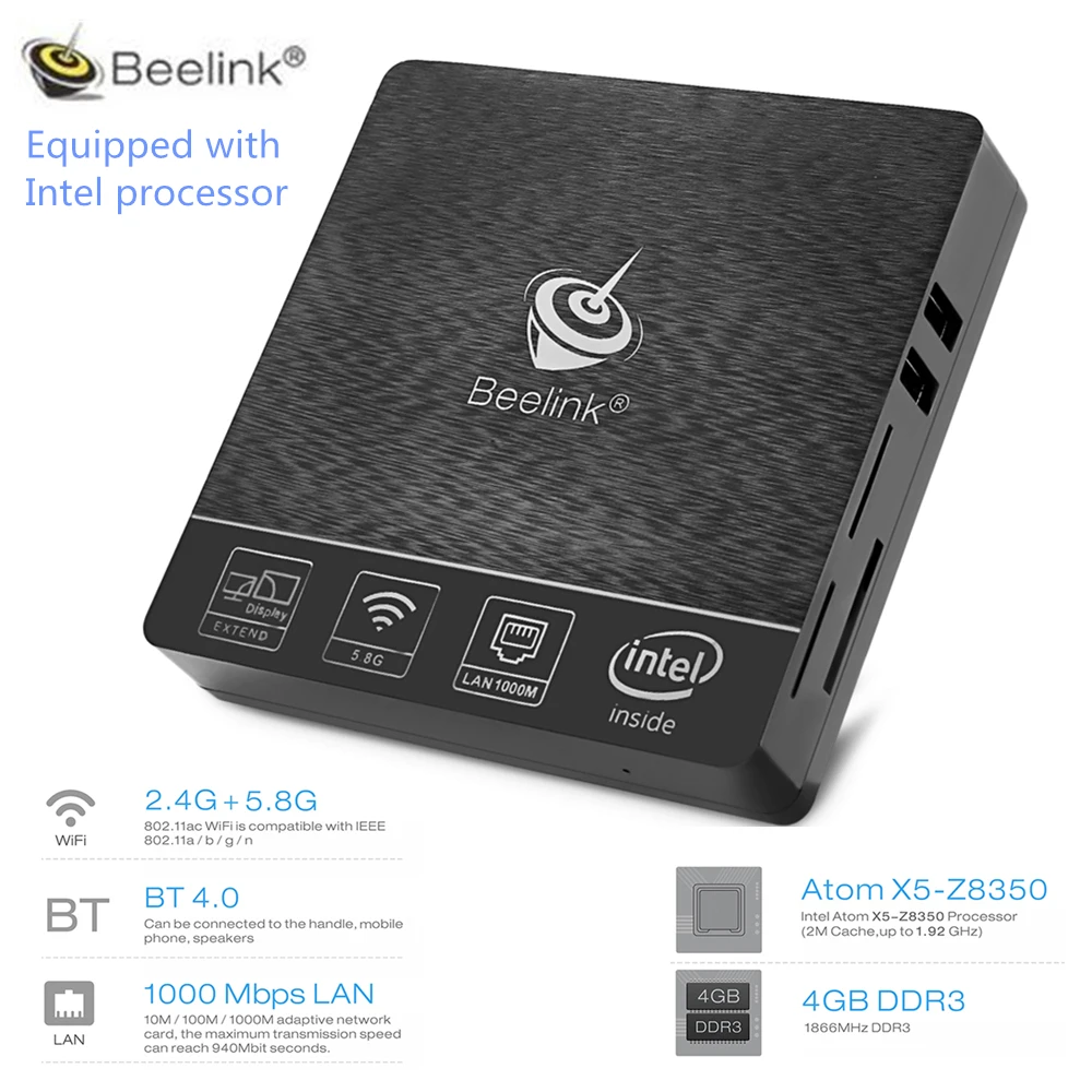 Beelink BT3 Pro TV Box Mini PC Win10 Linux Ubuntu Intel Atom X5-Z8350 2.4/5.8GHz WiFi Bluetooth 4.0 4G 64G 1000Mbps LAN PK AP42
Beelink BT3 Pro TV Box Mini PC Win10 Linux Ubuntu Intel Atom X5-Z8350 2.4/5.8GHz WiFi Bluetooth 4.0 4G 64G 1000Mbps LAN PK AP42