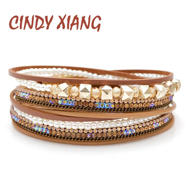 CINDY XIANG 2 Colors Choose Pearl And Crystal Beads Bracelets For Women Leather Rope Twisted Bangles Cuff Bangle Fashion Summer
CINDY XIANG 2 Colors Choose Pearl And Crystal Beads Bracelets For Women Leather Rope Twisted Bangles Cuff Bangle Fashion Summer