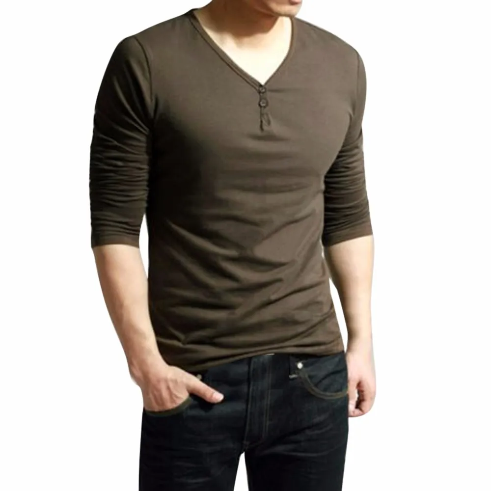 CHAMSGEND Men V Neck Long Sleeve Solid Casual Long Sleeve Button Tops Blouse T-Shirt Drop Shipping 1M27*
CHAMSGEND Men V Neck Long Sleeve Solid Casual Long Sleeve Button Tops Blouse T-Shirt Drop Shipping 1M27*