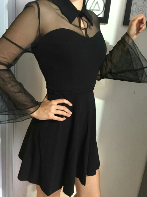 Women Gothic Retro Sexy Mini Dress Black Mesh Patchwork See-Through Flare Sleeve Draped Elegant Plus Size 4xl Party Short Dresse
Women Gothic Retro Sexy Mini Dress Black Mesh Patchwork See-Through Flare Sleeve Draped Elegant Plus Size 4xl Party Short Dresse