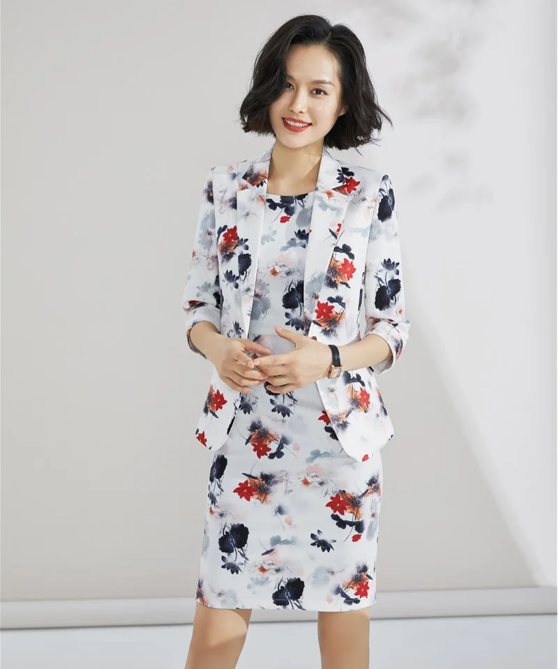 Fashion Ladies Flower Print Dress Suits for Women Business Suits Blazer and Jacket Sets Elegant Office Uniform Styles
Fashion Ladies Flower Print Dress Suits for Women Business Suits Blazer and Jacket Sets Elegant Office Uniform Styles