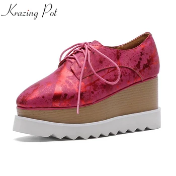 Krazing Pot 2019 special cow leather prints skin platform square toe lace up big size high bottom Spring Autumn energy pumps L20
Krazing Pot 2019 special cow leather prints skin platform square toe lace up big size high bottom Spring Autumn energy pumps L20