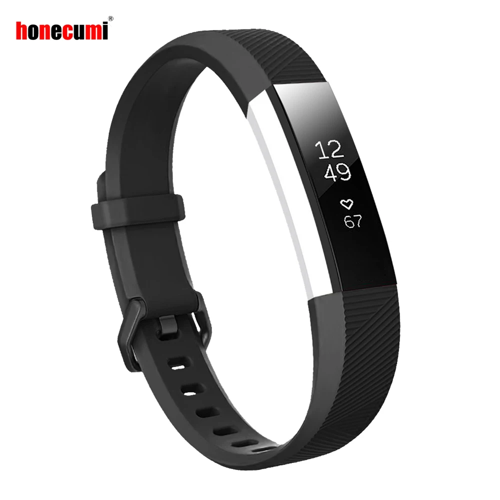 

Honecumi Black Wrist Strap For Fitbit Alta HR and Alta Silicone Watch Wrist Band Replacement Fot Fit bit Smart Wristband