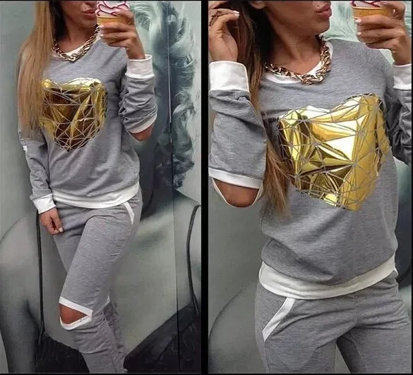 2018 New Spring tracksuit women clothing hoodies set Golden Heart sport suit sports costumes women set sweatshirt+pants
2018 New Spring tracksuit women clothing hoodies set Golden Heart sport suit sports costumes women set sweatshirt+pants