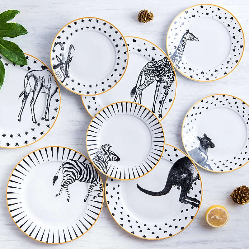 2 pcs set 8 and 10 inch animal round ceramic plate tableware ceramic dinner plate dessert plate zebra giraffe kangaroo Antelope
2 pcs set 8 and 10 inch animal round ceramic plate tableware ceramic dinner plate dessert plate zebra giraffe kangaroo Antelope