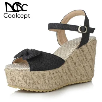 Coolcept Women Sandals Bling Shine Buckle Summer Shoes Women Sweet Bowknot Platform Chunky Heels Wedges Sandals Size 33-43
Coolcept Women Sandals Bling Shine Buckle Summer Shoes Women Sweet Bowknot Platform Chunky Heels Wedges Sandals Size 33-43