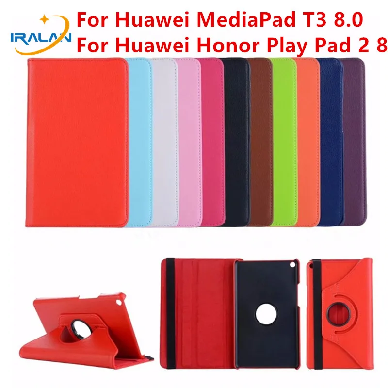 Hot 360 Rotating PU leather Case For Huawei MediaPad T3 8.0 KOB-L09 KOB-W09 Tablet Stand Cover for Honor Play Pad 2 8 case | Компьютеры и