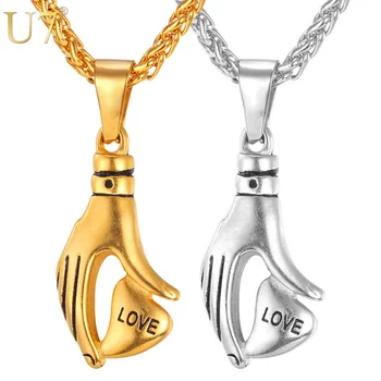 U7 Love In Hand Women Men Pendant Gold Color Stainless Steel Female Romantic Gift wholesale Heart Necklace P759
U7 Love In Hand Women Men Pendant Gold Color Stainless Steel Female Romantic Gift wholesale Heart Necklace P759