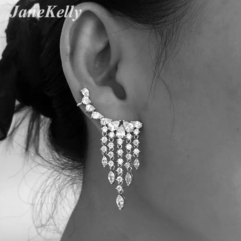 New Arrival Fashion Luxury CZ Fringe Ear Crawler Teardrop Ear Cuff Wrap Sweep Earrings 1 pair
New Arrival Fashion Luxury CZ Fringe Ear Crawler Teardrop Ear Cuff Wrap Sweep Earrings 1 pair
