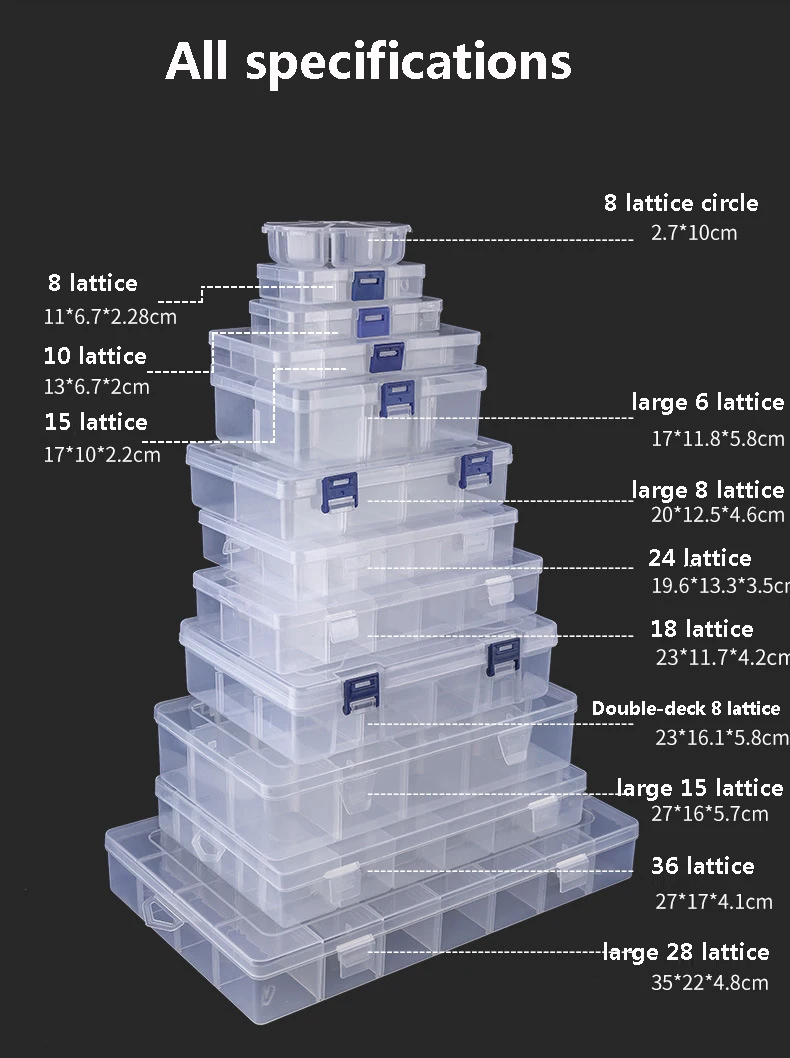 Adjustable 3-36 Grids Compartment Plastic Storage Box Jewelry Earring Bead Screw Holder Case Display Organizer Container
Adjustable 3-36 Grids Compartment Plastic Storage Box Jewelry Earring Bead Screw Holder Case Display Organizer Container