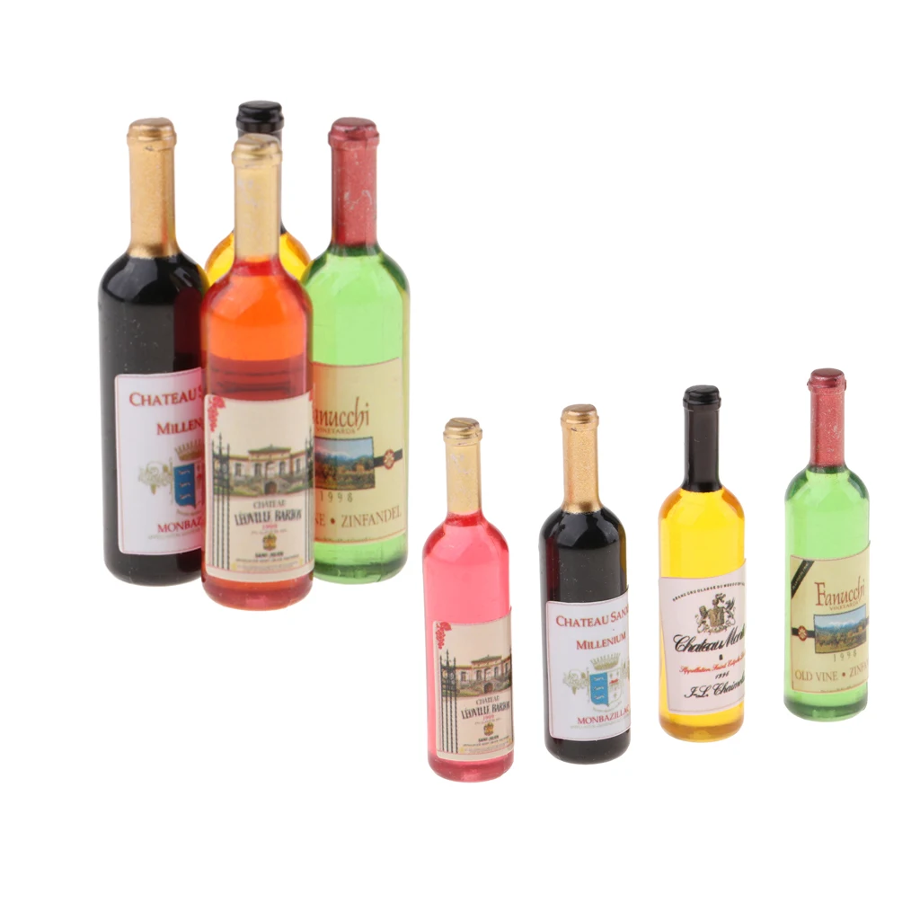 Pack of 8 Dollhouse Miniature Wine Bottle Wine Bottles Model for 1:12 scale Pack of 8 Dollhouse Miniature Wine Bottle Wine Bottles Model for 1:12 scale
