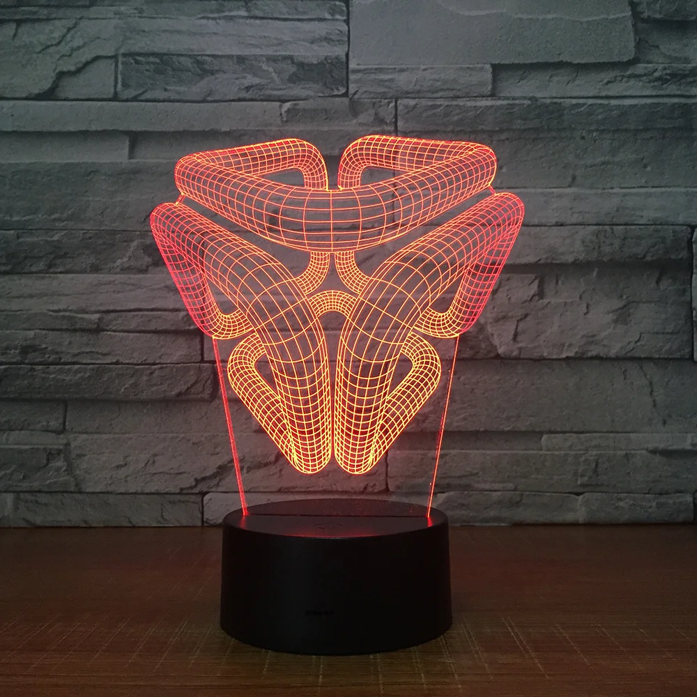 Flat Acrylic Glass Panel Touch Sensor Black Base 3D Abstract Graphics Night Lamp with 7 Colors Change Illusion
Flat Acrylic Glass Panel Touch Sensor Black Base 3D Abstract Graphics Night Lamp with 7 Colors Change Illusion