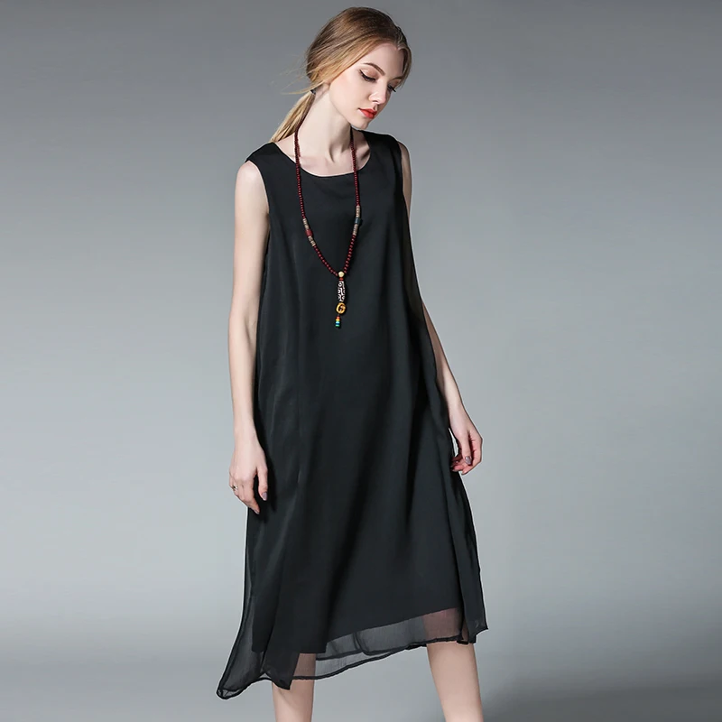 2019 summer black chiffon dresses plus size O neck solid color fashion lady sleeveless women long sundress
2019 summer black chiffon dresses plus size O neck solid color fashion lady sleeveless women long sundress