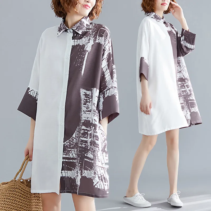 BIG SIZE 4XL Summer Women Fashion Elegant Ink Print Tops Ladies Female Plus Large Short Sleeve Long Loose Patchwork Blouse Shirt
BIG SIZE 4XL Summer Women Fashion Elegant Ink Print Tops Ladies Female Plus Large Short Sleeve Long Loose Patchwork Blouse Shirt