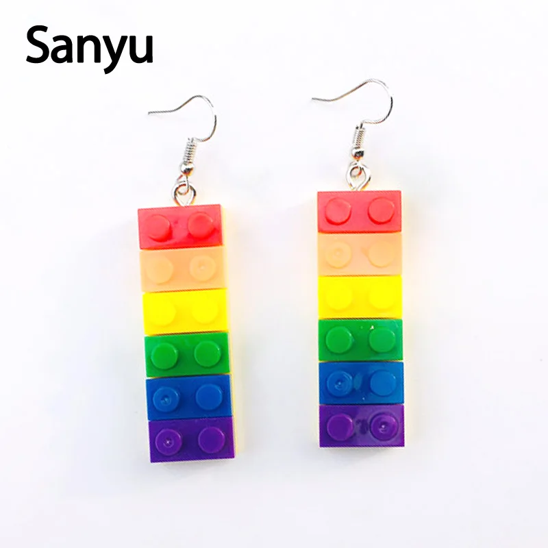 New Arrival Rainbow Color Building Block Funny Drop Earrings for Women Girls Personalized Creative Dangle Earrings Brincos 2019
New Arrival Rainbow Color Building Block Funny Drop Earrings for Women Girls Personalized Creative Dangle Earrings Brincos 2019